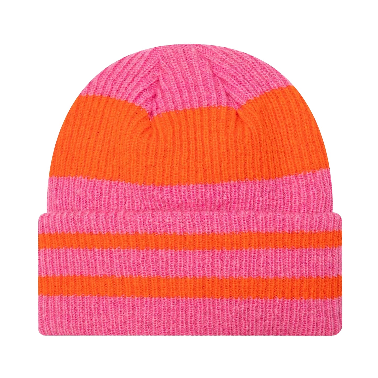 Womens New Era Stripe Pastel Pink Cuff Knit Beanie