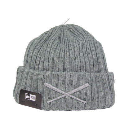 JustFitteds X New Era Rib Cuff Beanie Grey grey Front View
