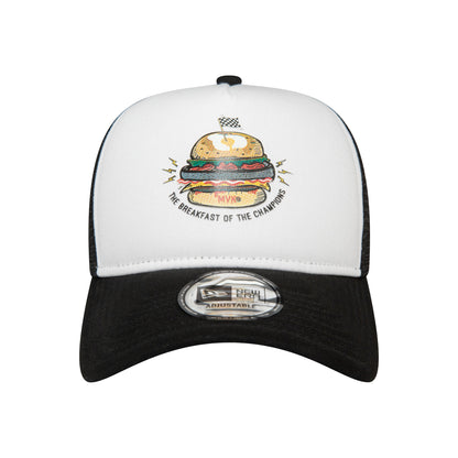 APRILIA New Era Trucker Cap Adjustable Burger Black black 
white Front View