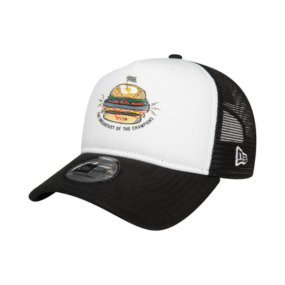 APRILIA New Era Trucker Cap Adjustable Burger Black black 
white Side View