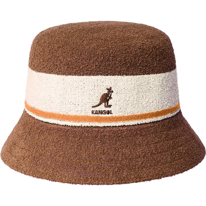 Kangol Bermuda Stripe Bucket Mahogany brown Front View