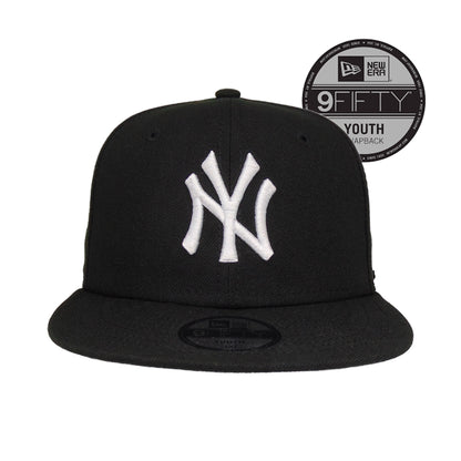 New York Yankees Custom New Era 9FIFTY YOUTH Snap back Cap Black black Front View