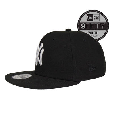 New York Yankees Custom New Era 9FIFTY YOUTH Snap back Cap Black black Side View