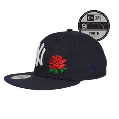 New York Yankees Custom New Era 9FIFTY YOUTH Snap back Cap Navy Floral navy Back View