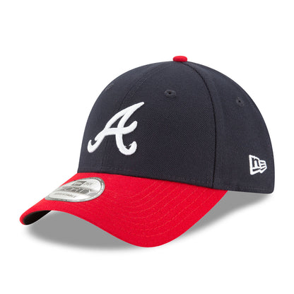 THE LEAGUE Atlanta Braves 9FORTY New Era Cap navy
red Side View