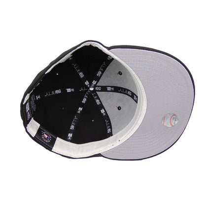 New York Yankees Custom New Era 59FIFTY Cap Black outline black 
white Undervisor View