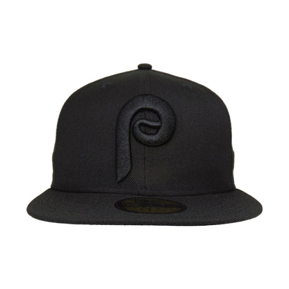 Philadelphia Phillies Custom New Era 59FIFTY Cap Blackout navy Front View