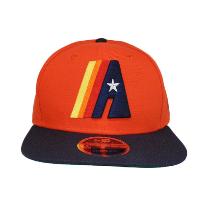 Houston Astros Custom New Era Snapback Cap Orange navy
orange
blue Front View