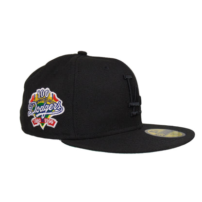 Los Angeles Dodgers Custom New Era 59FIFTY Cap Black 100th black Side View