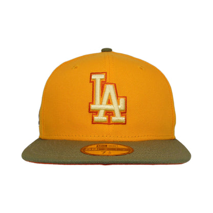 Los Angeles Dodgers Custom New Era 59FIFTY Cap yellow 40th yellow
olive Front View