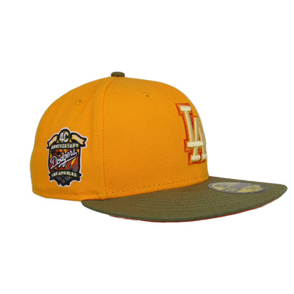 Los Angeles Dodgers Custom New Era 59FIFTY Cap yellow 40th yellow
olive Side View
