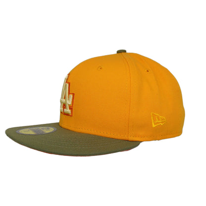 Los Angeles Dodgers Custom New Era 59FIFTY Cap yellow 40th yellow
olive Back View