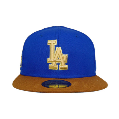 Los Angeles Dodgers Custom New Era 59FIFTY Cap Royal Stadium blue
brown Front View
