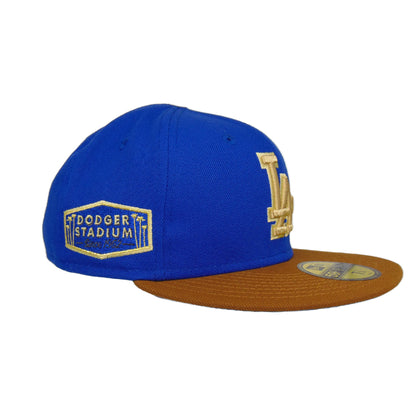 Los Angeles Dodgers Custom New Era 59FIFTY Cap Royal Stadium blue
brown Side View