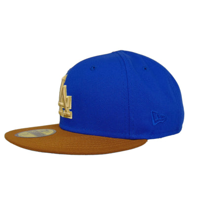 Los Angeles Dodgers Custom New Era 59FIFTY Cap Royal Stadium blue
brown Back View