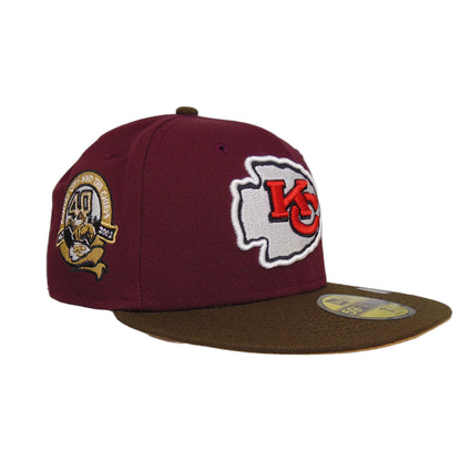 Kansas City Chiefs Custom New Era 59FIFTY Cap maroon 40th maroon
brown Side View