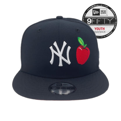 YOUTH New York Yankees Custom New Era 9Fifty Snap back Cap Navy Apple navy Front View