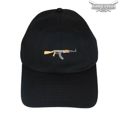 JustFitteds Exclusive Peace Strapback Dad Cap black Front View
