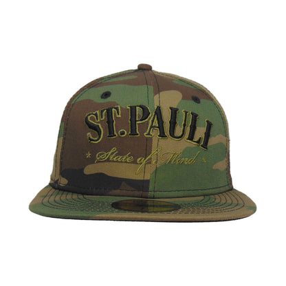 St. Pauli JF Exclusive New Era 59FIFTY Cap Camo Woodland Camo Front View