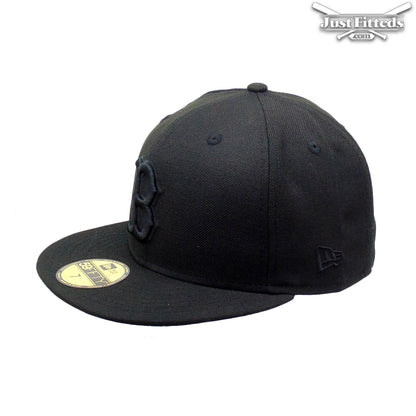 Boston Red Sox Jf Custom New Era 59FIFTY Cap Black Out black Side View