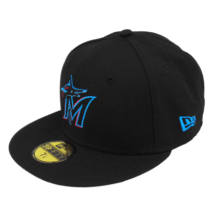 Miami Marlins Authentic New Era Cap Black black Side View