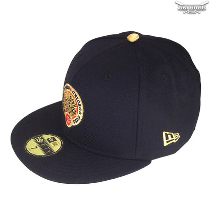 Chicago Cubs JustFitteds Custom New Era Cap Navy Gold navy Side View