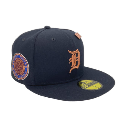 Detroit Tigers JustFitteds Exclusive New Era 59FIFTY Cap Copper navy Side View