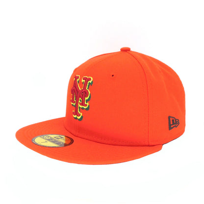 New York Mets Custom New Era 59FIFTY Cap Orange orange Back View