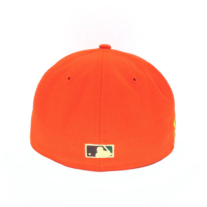 New York Mets Custom New Era 59FIFTY Cap Orange orange Undervisor View