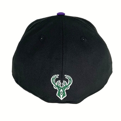 Milwaukee Bucks Custom New Era Cap Black Purple black 
purple Back View