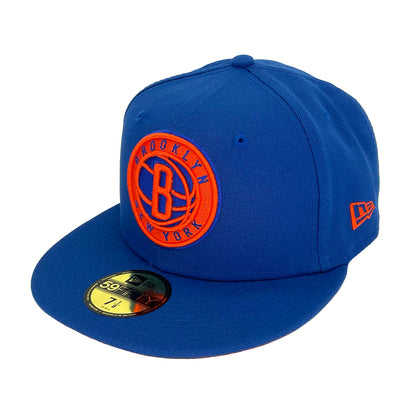 Brooklyn Nets Custom New Era Cap Royal blue
orange Side View