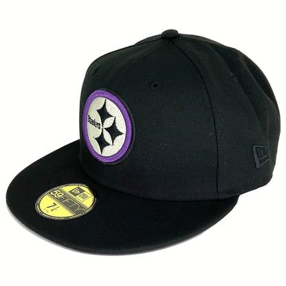 Pittsburgh Steelers Custom New Era 59FIFTY Cap Black Purple 40th purple Back View