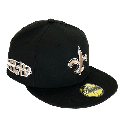New Orleans Saints Custom New Era 59FIFTY Cap Black SB44 black Side View