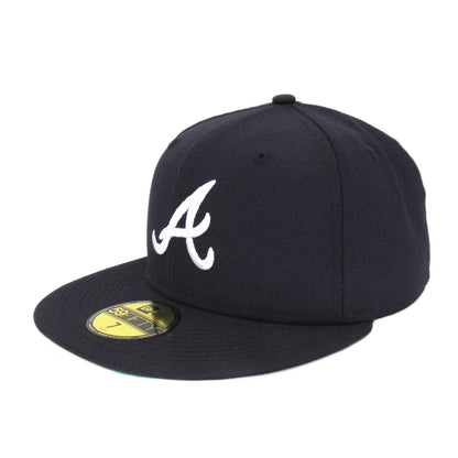 Atlanta Braves Custom New Era Cap Navy Game Wool flat navy Side View