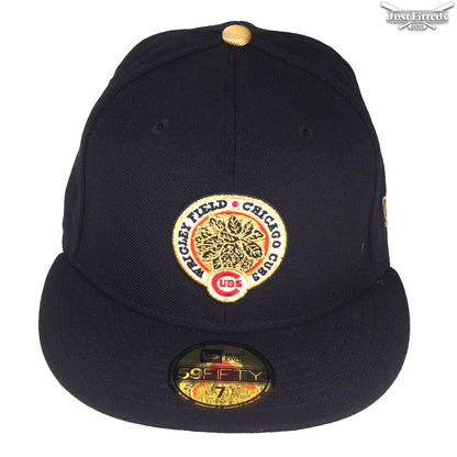 Chicago Cubs JustFitteds Custom New Era Cap Navy Gold navy Front View