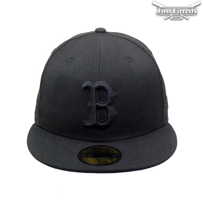 Boston Red Sox Jf Custom New Era 59FIFTY Cap Black Out black Front View