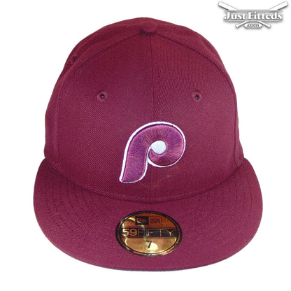 Philadelphia Phillies Jf Custom New Era 59FIFTY Cap Maroon maroon Front View