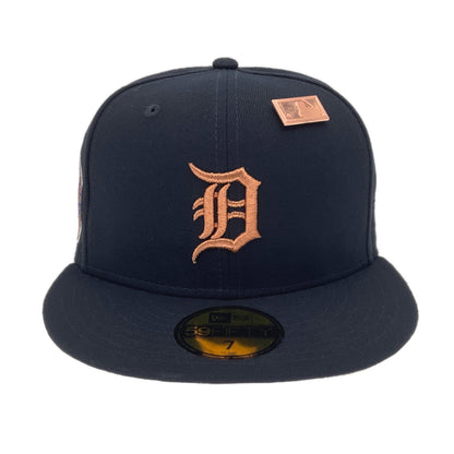 Detroit Tigers JustFitteds Exclusive New Era 59FIFTY Cap Copper navy Front View