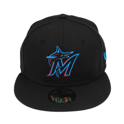 Miami Marlins Authentic New Era Cap Black black Front View