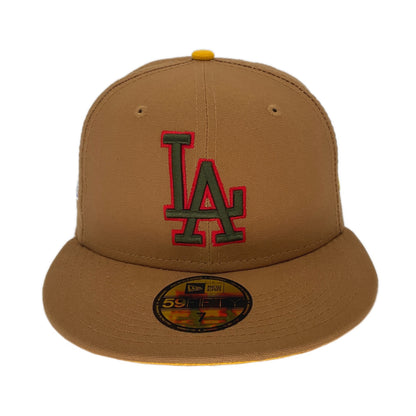 Los Angeles Dodgers Custom New Era Cap Wheat 50 wheat Front View