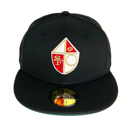 San Francisco 49ers Custom New Era Cap Shield black Front View