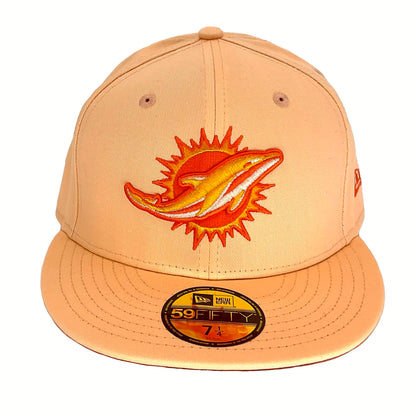 Miami Dolphins Custom New Era Cap Peach pink Front View