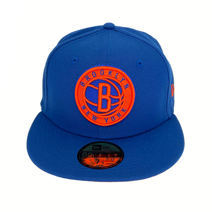 Brooklyn Nets Custom New Era Cap Royal blue
orange Front View