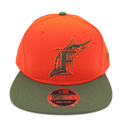 Florida Marlins Custom 9fifty New Era Snapback Cap Orange black 
white Front View