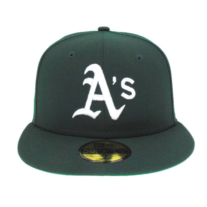 Oakland Athletics Custom Game New Era 59FIFTY Cap Green Flat green Front View