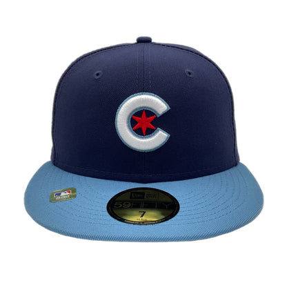 Chicaco Cubs New Era Cap Authentic City blue
sky blue Front View