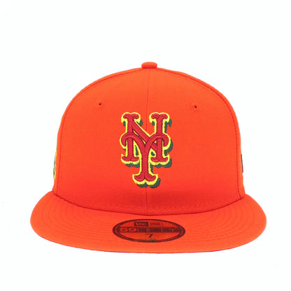 New York Mets Custom New Era 59FIFTY Cap Orange orange Front View
