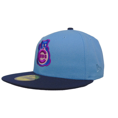 Chicago Cubs jf Custom New Era 59FIFTY Cap sky 1990 sky blue
navy Back View