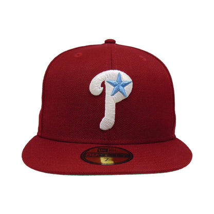 Philadelphia Phillies Custom New Era 59FIFTY Cap Cardinal Star red Front View
