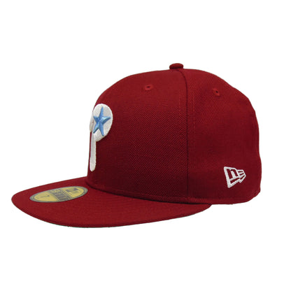 Philadelphia Phillies Custom New Era 59FIFTY Cap Cardinal Star red Side View